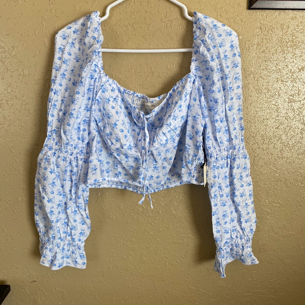 floral print smocked blouse